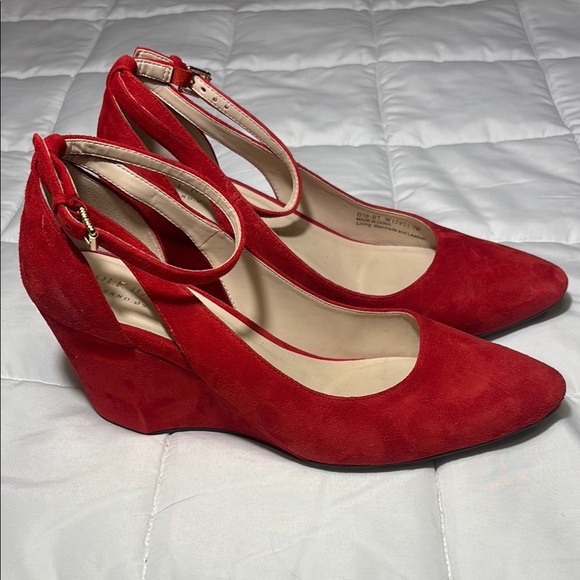 Cole Haan Shoes - Cole Haan Red Suede (Leather) Lacey Wedge Heels